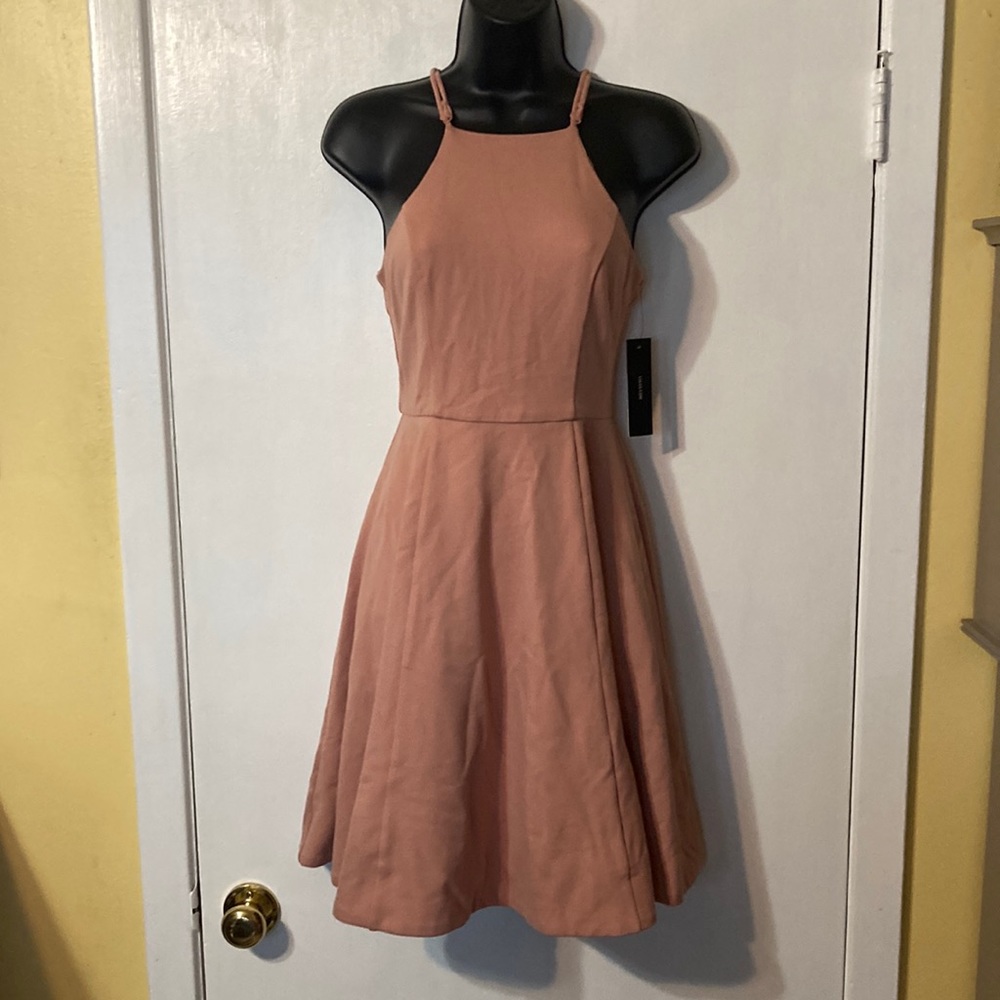 Lulu’s Muted Pink Fit and Flare Circle Skirt Dress